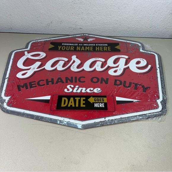 Brand New & Sealed Garage on Duty since Wall sign With Stickers Retro - Picture 2 of 6